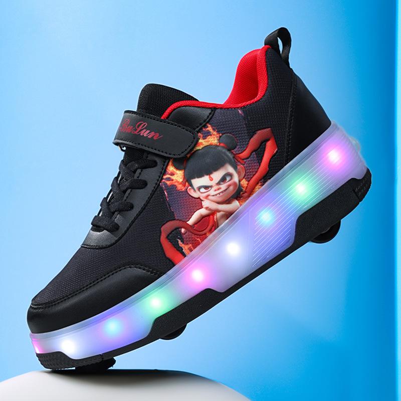 Neu Runaway Schuhe Jungen Nezha Leucht Pulley Skates Vier-rad Unsichtbare Walking Outdoor Sport Frauen 40 von Joom DACH
