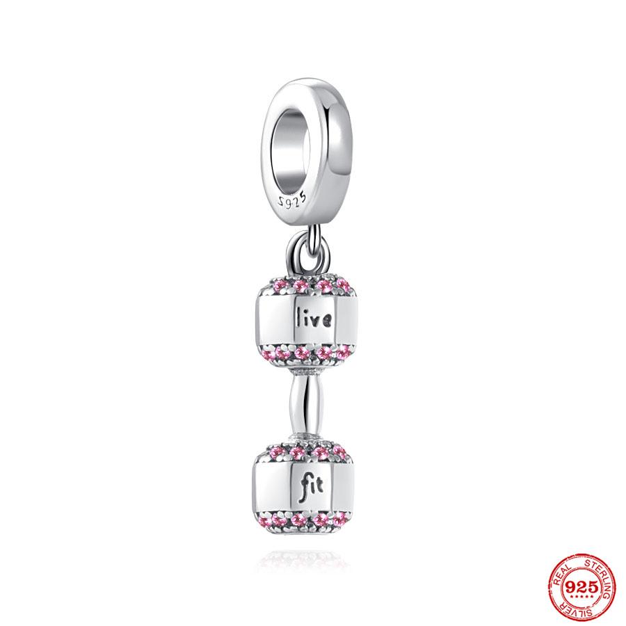 Neu S925 Sterling silber Rollschuhe Charme Fußball Baseball Hantel Anhänger Fit Original Armband Frauen Schmuck Perlen von Joom DACH