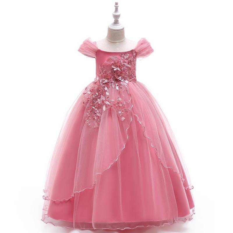 Neu Sommer Spitze Mädchen Hochzeit Kleid Abend Brautjungfer Kleider Kinder Mädchen Prinzessin Kleider 160CM rosa von Joom DACH