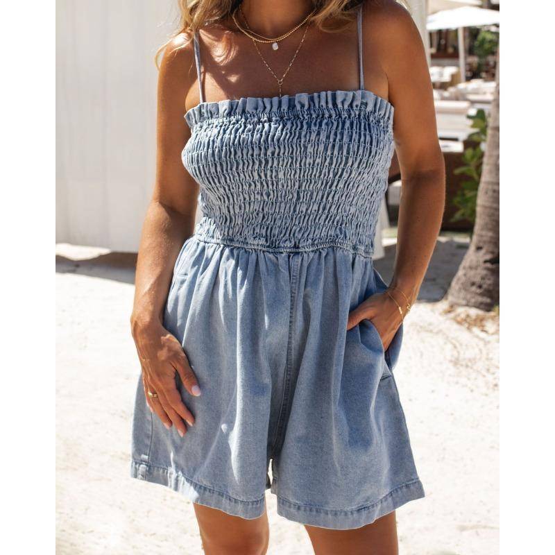 Neu Sommer frauen Einfarbig Taille Hosenträger Denim Overall Shorts XL von Joom DACH