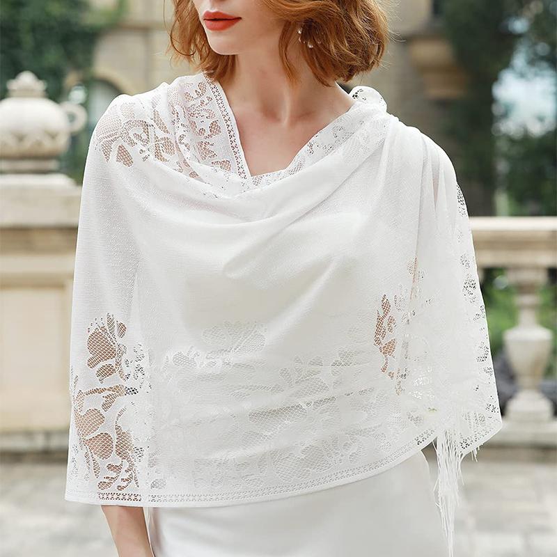 Neu Stickerei Spitze Schal Schal Floral Dreieck Schleier Schal Für Frauen Party Schal Hochzeit Poncho Stolen Damen Stirnband Wraps von Joom DACH