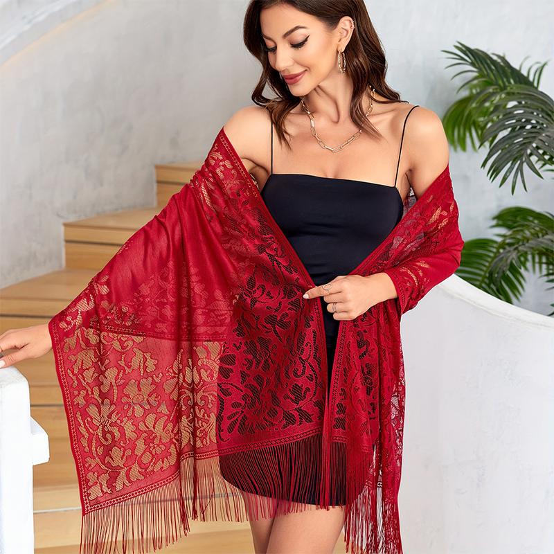 Neu Stickerei Spitze Schal Schal Floral Dreieck Schleier Schal Für Frauen Party Schal Hochzeit Poncho Stolen Damen Stirnband Wraps von Joom DACH