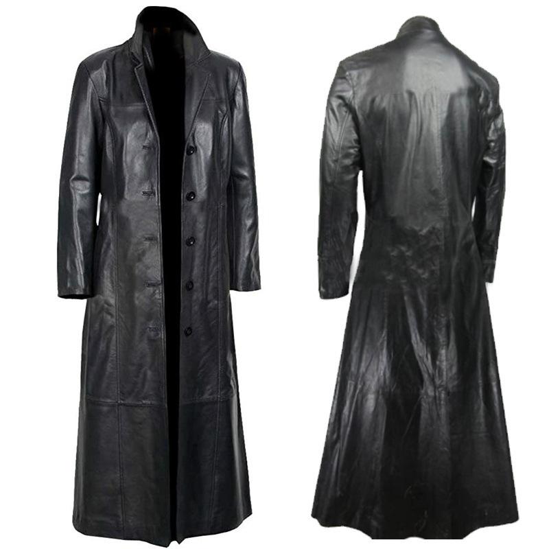 Neu Übergroße Lederjacke + Motorrad Herren Trenchcoat PU Ledermantel Jacke L schwarz von Joom DACH