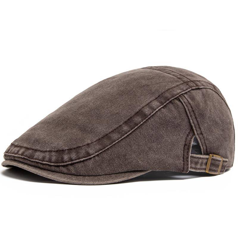 Neu Vintage Baumwolle Baskenmütze Männer Frauen Mode Flache Schirmmütze Casual Herbst Berets Retro Hut Newsboy Sommer Unisex One Size kaffeebraun von Joom DACH