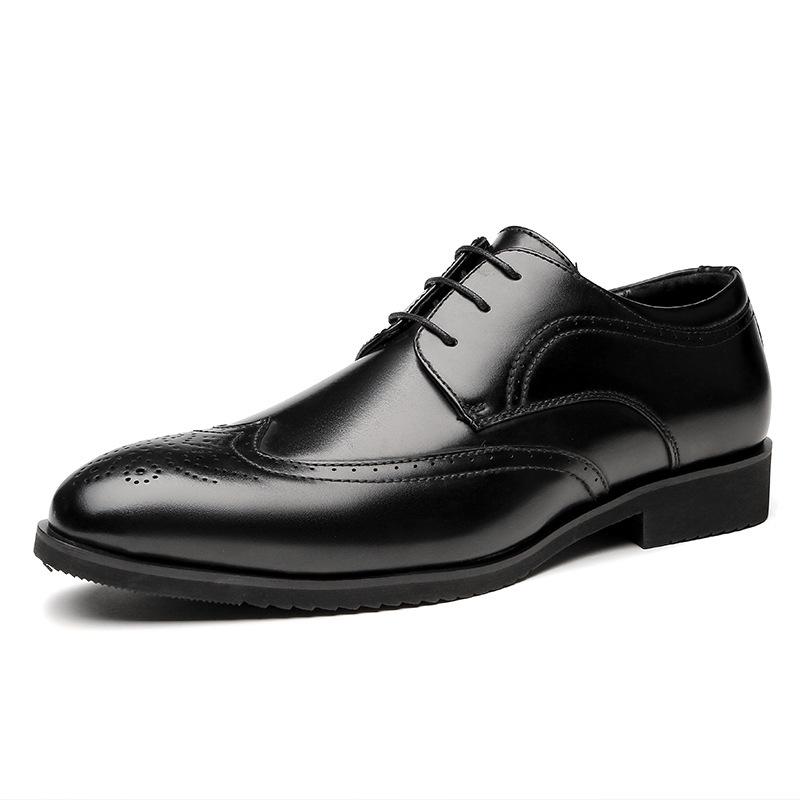Neu Weiche Unterseite Brogue Business Casual Lederschuhe Herren Formelle Kleidung Spitz Gentleman Pumps Jugend Trendy 45 schwarz von Joom DACH