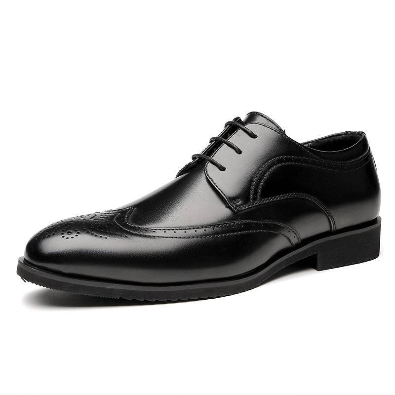 Neu Weiche Unterseite Brogue Business Casual Lederschuhe Herren Formelle Kleidung Spitz Gentleman Pumps Jugend Trendy 45 schwarz von Joom DACH