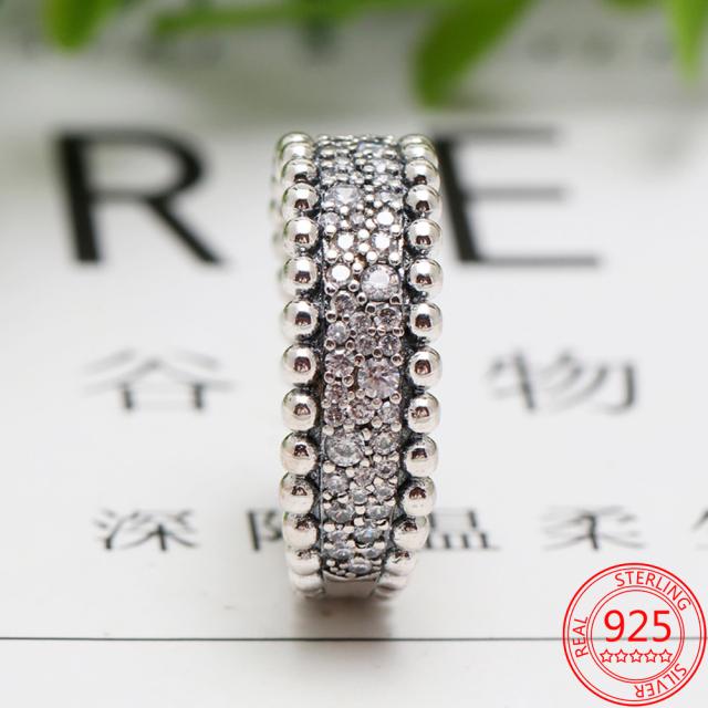 Neu eingetroffen 925 Sterling Silber Pan Perlen Pav éRound Band Ring Exquisites Geschenk für Frauen 9 silber von Joom DACH