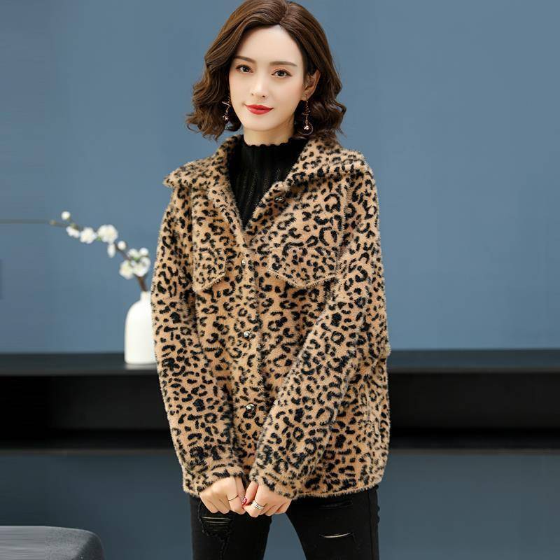Neu eingetroffene Herbstkleidung für Damen - Kunstnerz-Pelzjacke mit Leopardenmuster und Strickpullover - Kurzer Herbstmantel One Size kamelfarben Neu eingetroffene Herbstkleidung für Damen - Kunstnerz-Pelzjacke mit Leopardenmuster und Strickpullover - Kurzer Herbstmantel One Size kamelfarben von Joom DACH