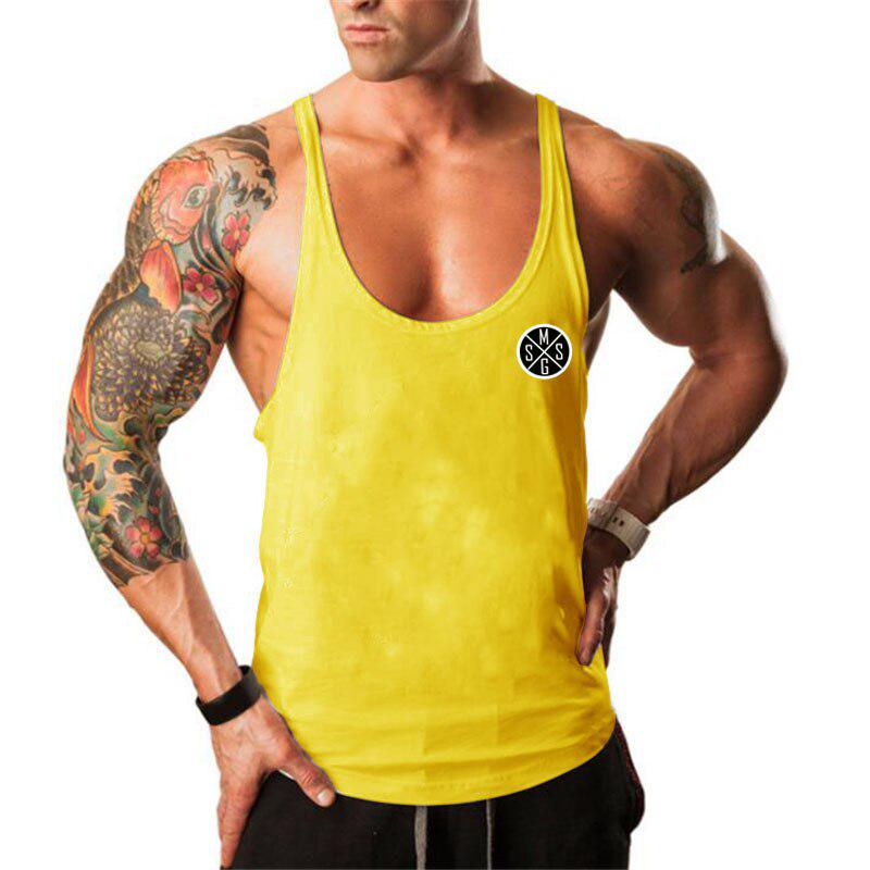 Neu eingetroffene Herren-Sport-String-Unterhemden, ärmellos, Fitness, Bodybuilding, Tanktops, Fitnessstudio, Workout-Kleidung für Männer L gelb von Joom DACH