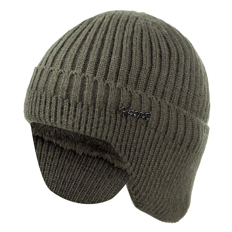 Neu hinzufügen Pelzgefütterte warme Wintermützen Stilvolle weiche Beanie-Mütze für Männer und Frauen Klassische gestrickte Ohrenklappenmütze Warme Mützen mit Ohren 54cm-62cm armee grüne von Joom DACH