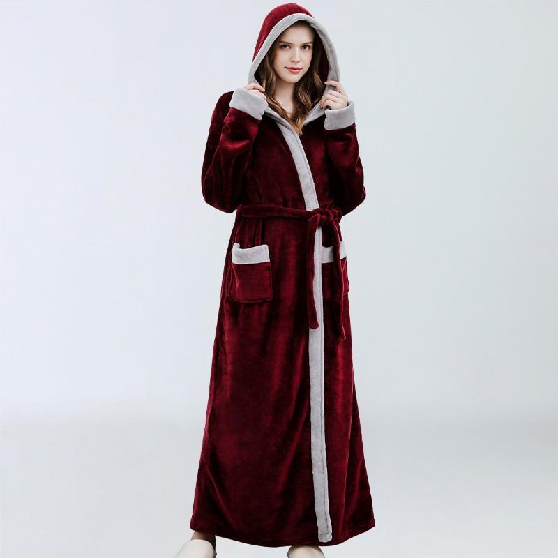 Neu im Herbst/Winter, weiches Nachthemd für Damen, Flanell, langes, dickes Nachthemd, Übergröße, bequemer Pyjama, warme Nachtwäsche XL von Joom DACH