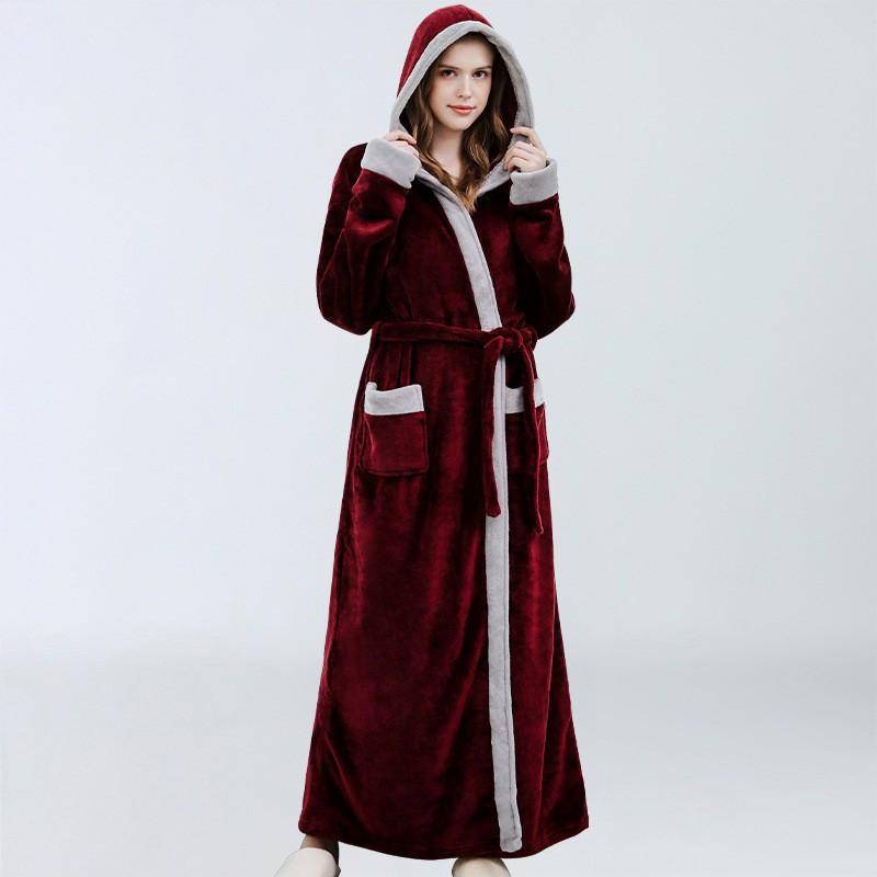 Neu im Herbst/Winter, weiches Nachthemd für Damen, Flanell, langes, dickes Nachthemd, Übergröße, bequemer Pyjama, warme Nachtwäsche XL von Joom DACH