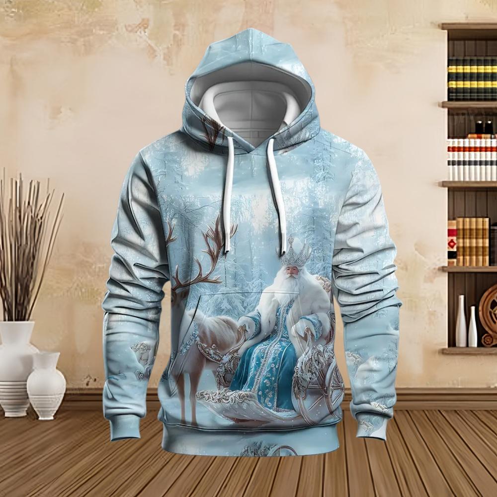 Neu in Sweatshirts Weihnachten Weihnachtsmann mit Schneemann Grafikdruck Herren Gemütlicher Kordelzug Langarm Pullover Sweatshirt Hoodie Tops 5XL von Joom DACH