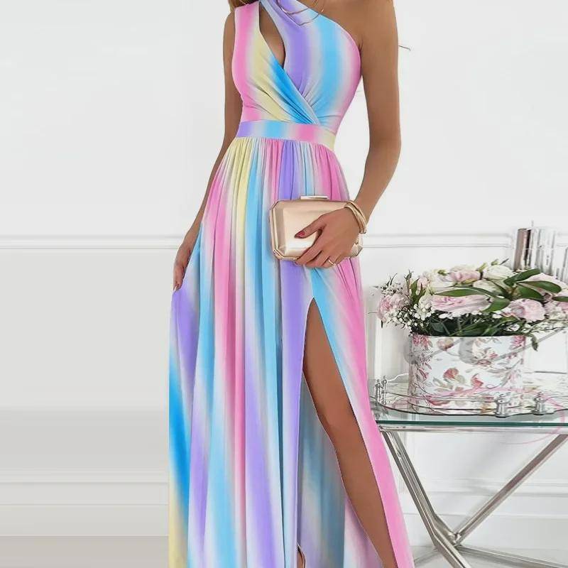 Neuankömmling Damen One-Shoulder Hollow Out High-Slit Langes Kleid Small von Joom DACH