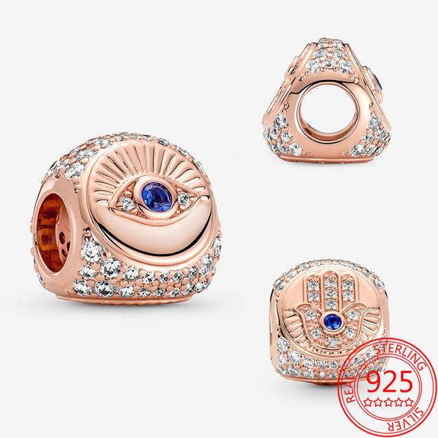 Neuankömmlinge 925 Sterlingsilber Hamsa, Allsehendes Auge und Feder Dreiseitiger Anhänger Passend für Mode Armband DIY Mädchen Geschenk Schmuck von Joom DACH