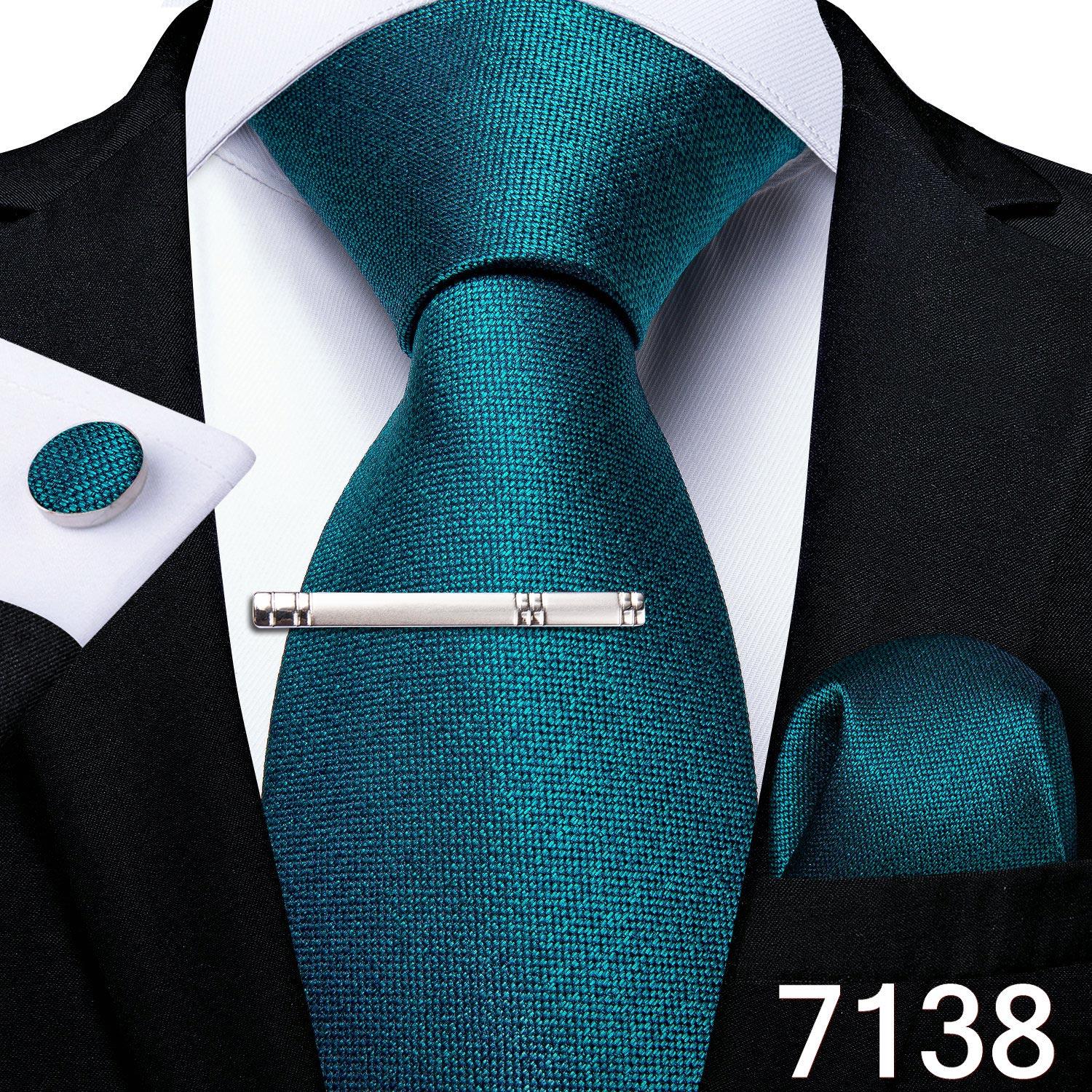 Neuartige Feder-Krawatte, goldfarben, marineblau, Seide, Krawatte, Einstecktuch, Manschettenknöpfe, Krawattenklammer-Set für Herren, Geschäftsparty N-7138 von Joom DACH