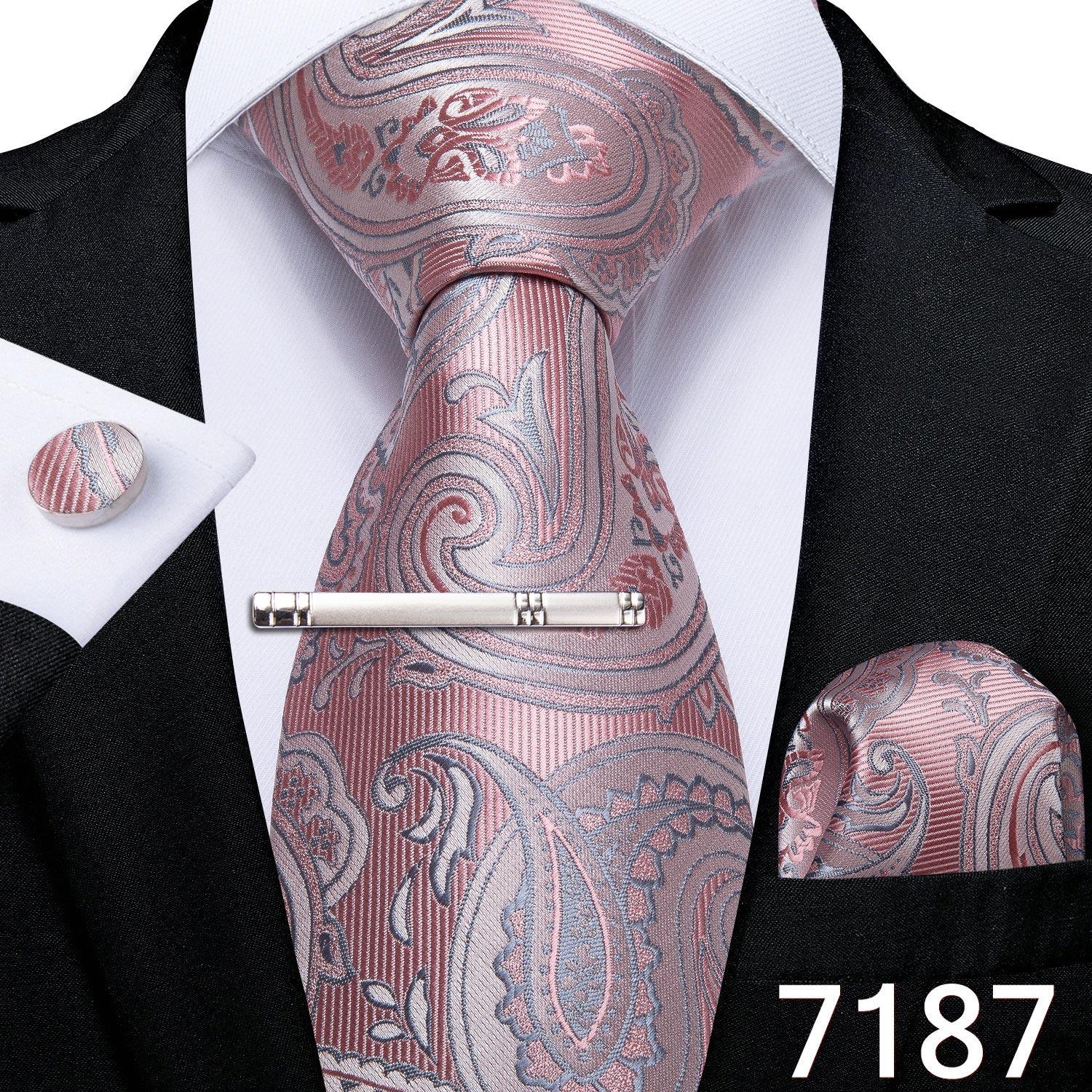 Neuartige Feder-Krawatte, goldfarben, marineblau, Seide, Krawatte, Einstecktuch, Manschettenknöpfe, Krawattenklammer-Set für Herren, Geschäftsparty N-7187 von Joom DACH