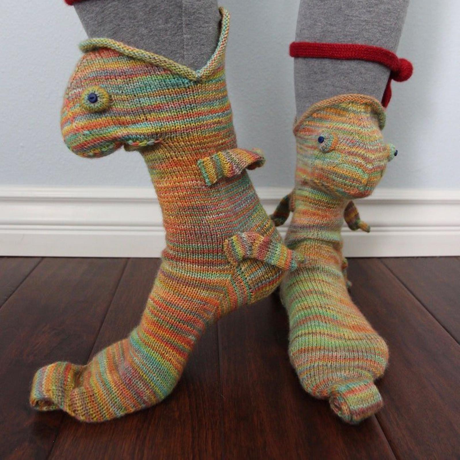 Neuartige Tierstrick-Krokodil-Socken, Fisch, Hai, Chamäleon, Unisex, Winter, warme Bodensocke für Männer und Frauen, Weihnachtsgeschenk 1 Pair von Joom DACH