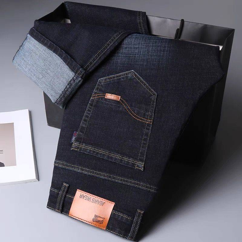 Neue, für alle Jahreszeiten tragbare, lockere Jeanshose für Herren, vielseitiger Trend, elastische Jeans in Übergröße, gerade Arbeitshose für Herren 34 von Joom DACH