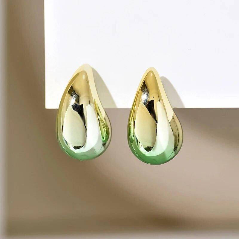 Neue 2 Teil/Satz Gradient Waterdrop Creolen Dupes für Frauen Dick Metallic Bunte Tear Drop Ohrring Leichte Schmuck Geschenke von Joom DACH