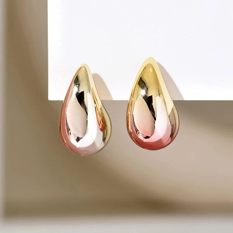 Neue 2 Teil/Satz Gradient Waterdrop Creolen Dupes für Frauen Dick Metallic Bunte Tear Drop Ohrring Leichte Schmuck Geschenke von Joom DACH
