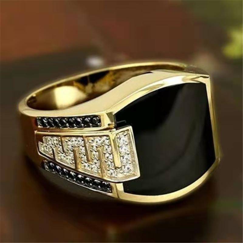Neue 2023 Metall Glänzend Ringe für Männer Geometrische Breite Signet Platz Finger Punk Stil, Mode-Ring Schmuck Zubehör 10 von Joom DACH