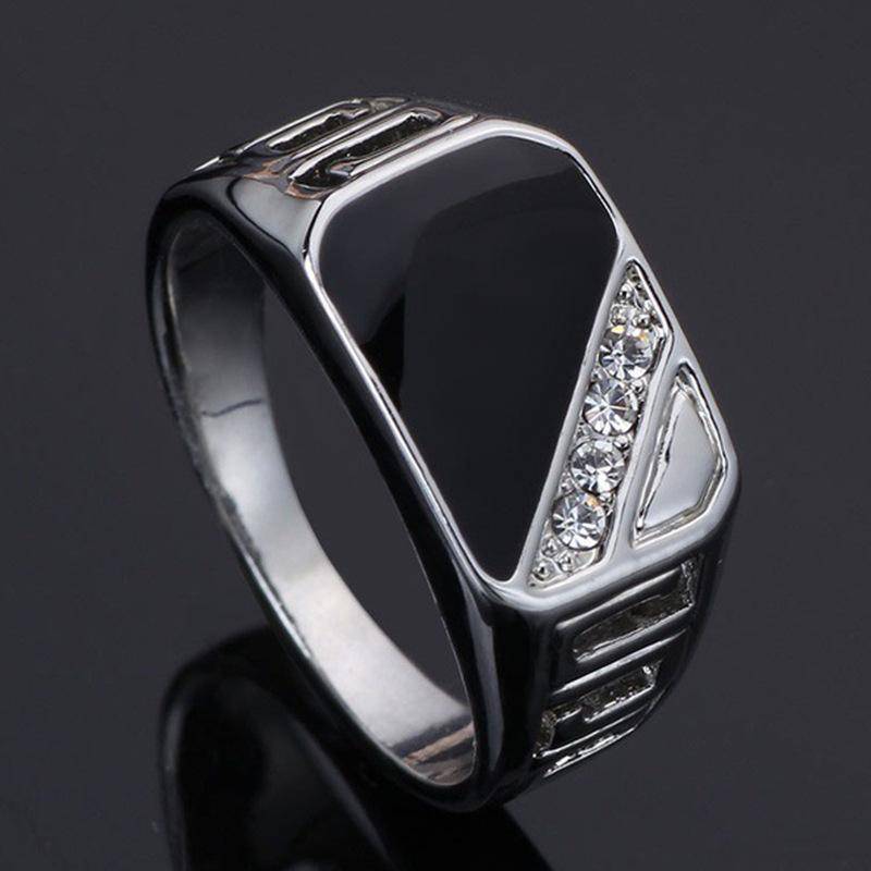 Neue 2023 Metall Glänzend Ringe für Männer Geometrische Breite Signet Platz Finger Punk Stil, Mode-Ring Schmuck Zubehör 11 von Joom DACH