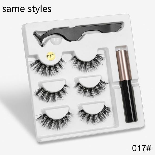 Neue 3 Paar normale magnetische Wimpern 5 Magnet 3D Nerz Wimpern Set mit Eyeliner Pinzette natürliche falsche Wimpern Style 17 von Joom DACH