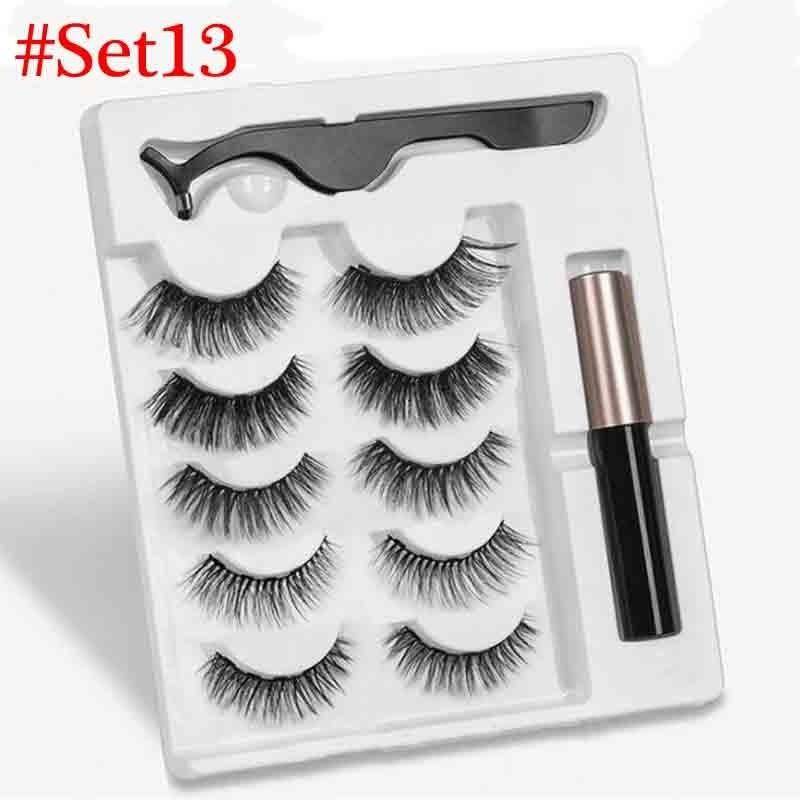Neue 3 Paar normale magnetische Wimpern 5 Magnet 3D Nerz Wimpern Set mit Eyeliner Pinzette natürliche falsche Wimpern Style 5 von Joom DACH