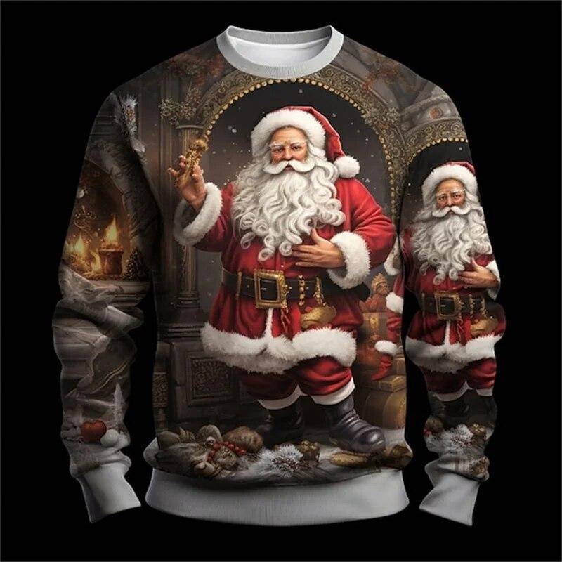 Neue 3D Frohe Weihnachten Sweatshirts Für Männer Mode Santa Claus Grafik Rundhals Pullover Lustige Hoodie y2k Nette herren kleidung 2XL von Joom DACH