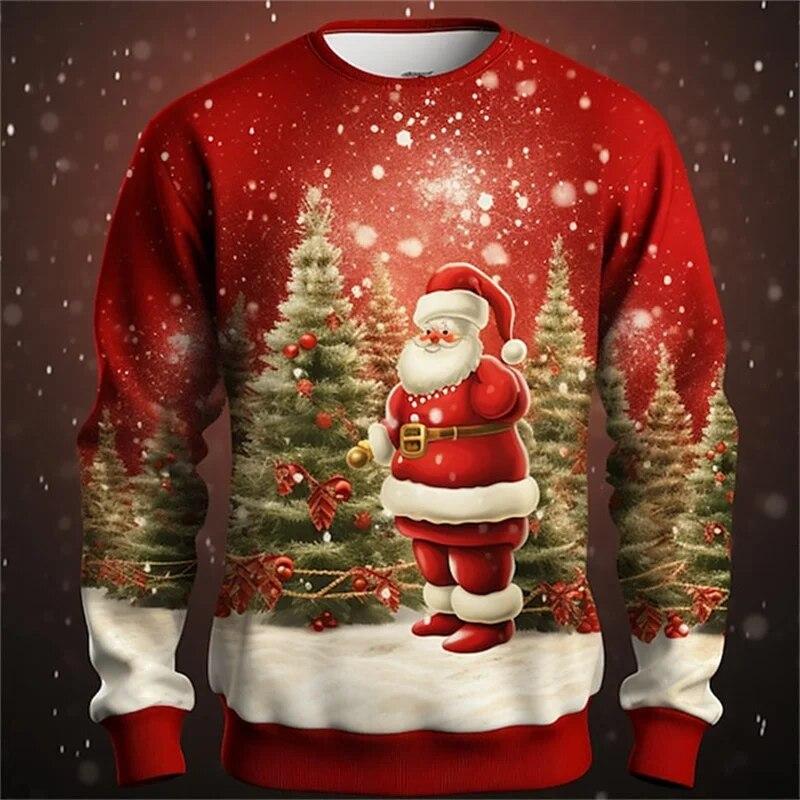 Neue 3D Frohe Weihnachten Sweatshirts Für Männer Mode Santa Claus Grafik Rundhals Pullover Lustige Hoodie y2k Nette herren kleidung 3XL von Joom DACH