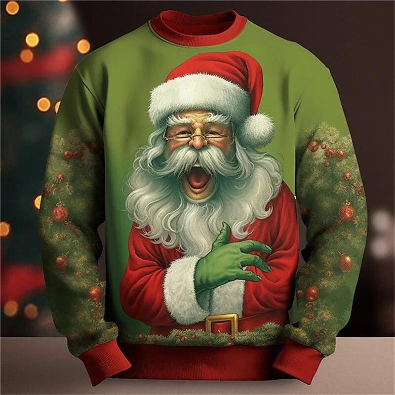 Neue 3D Frohe Weihnachten Sweatshirts Für Männer Mode Santa Claus Grafik Rundhals Pullover Lustige Hoodie y2k Nette herren kleidung L von Joom DACH