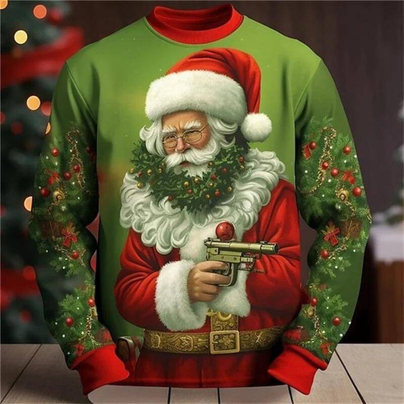 Neue 3D Frohe Weihnachten Sweatshirts Für Männer Mode Santa Claus Grafik Rundhals Pullover Lustige Hoodie y2k Nette herren kleidung XL von Joom DACH