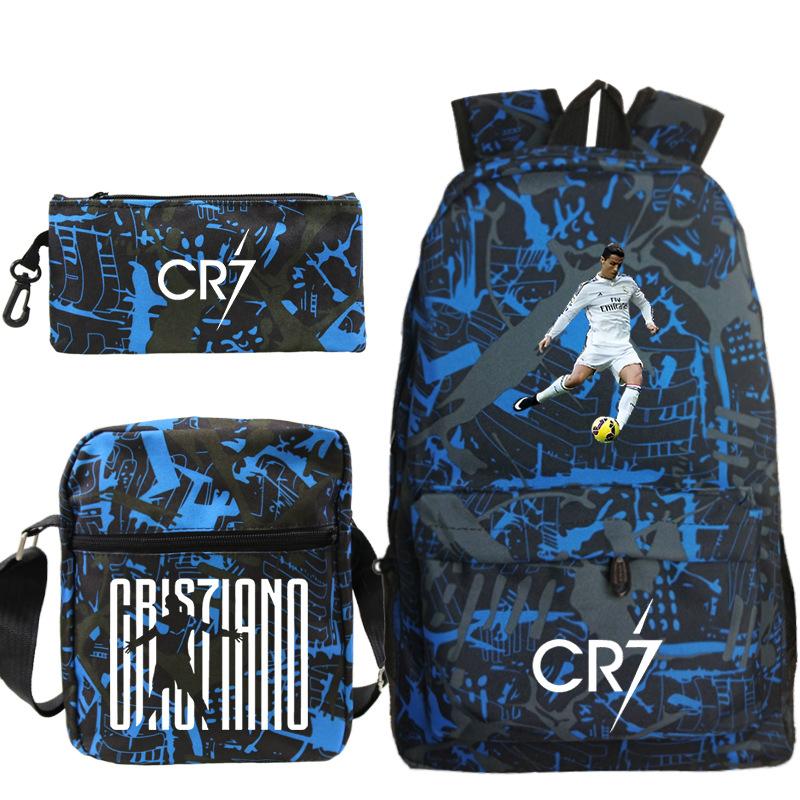 Neue 3er-Set CR7 Rucksäcke Schlichter Stil Leicht Jungen Mädchen Schultaschen Kapazität Teenager Laptop-Rucksack Damen Herren Reise Mochilas von Joom DACH