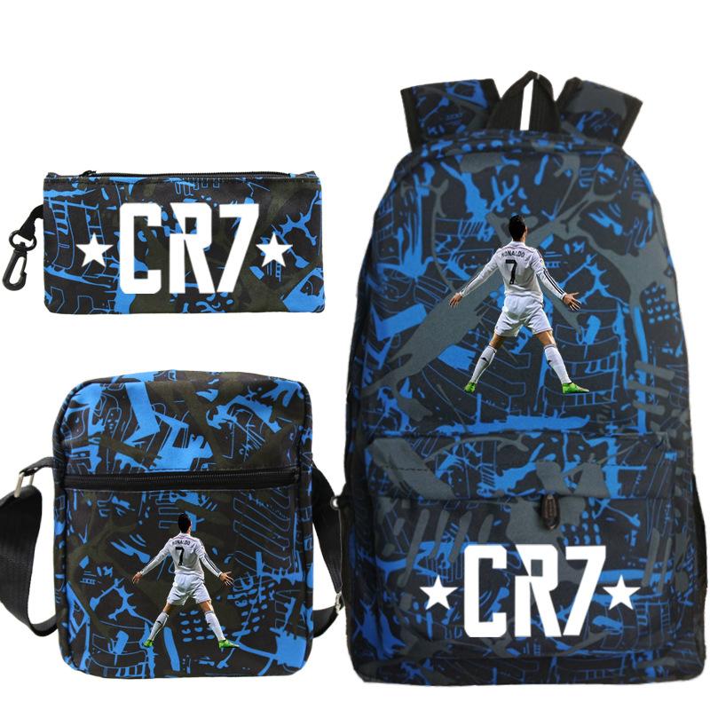Neue 3er-Set CR7 Rucksäcke Schlichter Stil Leicht Jungen Mädchen Schultaschen Kapazität Teenager Laptop-Rucksack Damen Herren Reise Mochilas von Joom DACH