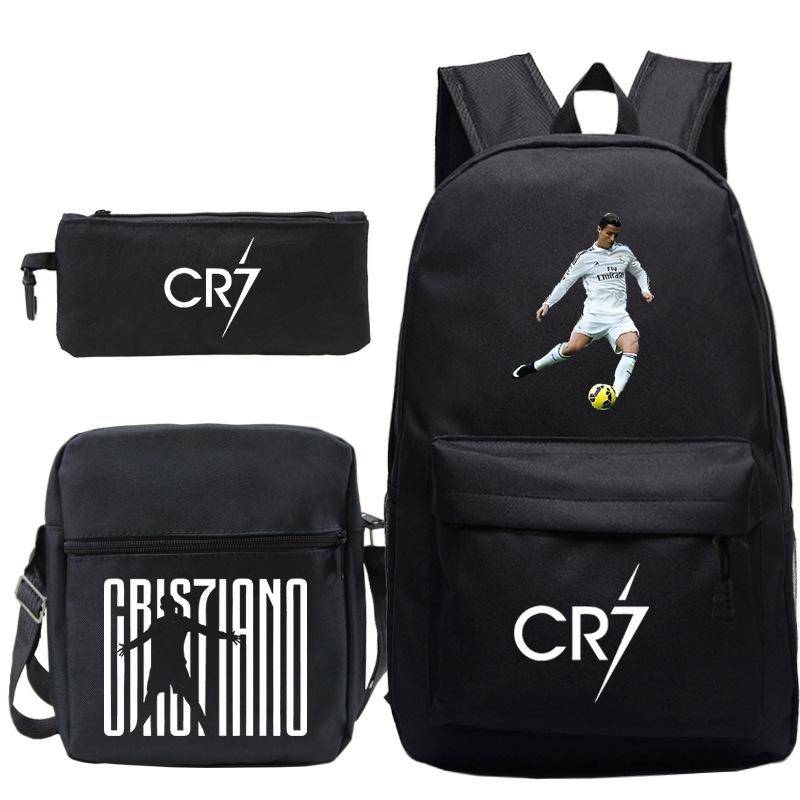 Neue 3er-Set CR7 Rucksäcke Schlichter Stil Leicht Jungen Mädchen Schultaschen Kapazität Teenager Laptop-Rucksack Damen Herren Reise Mochilas von Joom DACH