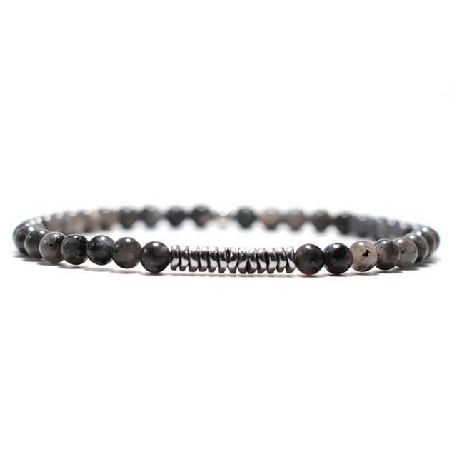 Neue 4mm Stein Armband Männer Natürliche Vulkangestein Tigerauge Braslet Perlen Silber Farbe Hämatit Elastische Braclet Pulsera Hombre von Joom DACH