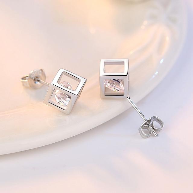 Neue 925 Sterling Silber Frauen Ohrstecker Mode Liebe Quadrat Ohrringe Hochwertige Mode EIN Paar Schmuck Festival Geschenk von Joom DACH