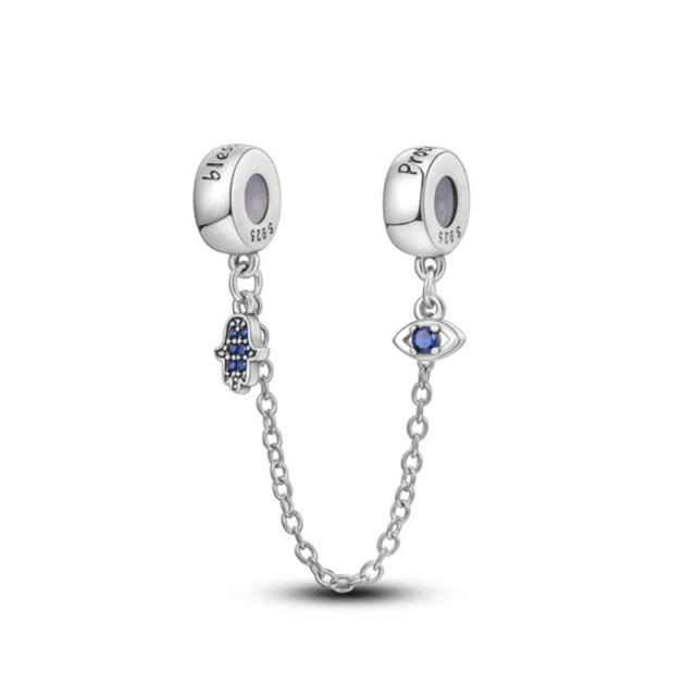 Neue 925 Sterling Silber Sicherheitskette Charms Perlen passen neues Armband Befestigungsclip Herz Schmuck für Frauen Geschenk von Joom DACH