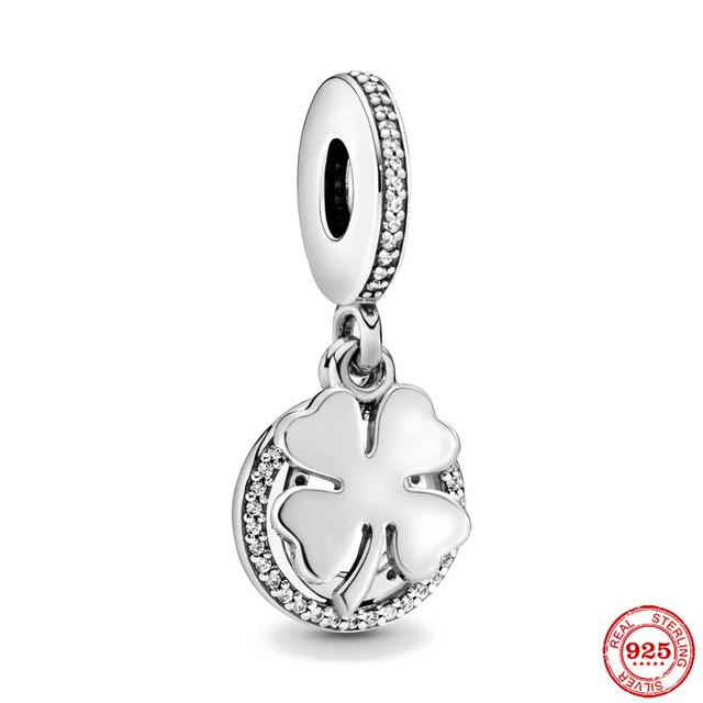 Neue 925 Sterling Silber funkelnde Lucky Four Leaf Clover Charm Bead Fit Original Armband DIY Schmuck Für Frauen von Joom DACH