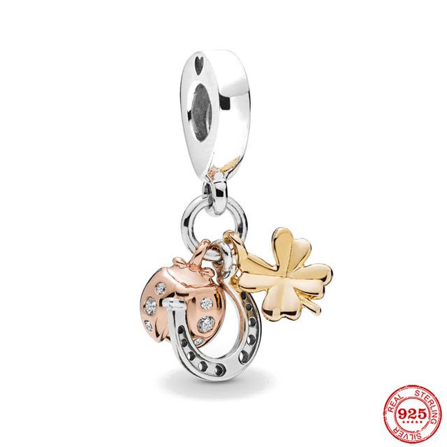 Neue 925 Sterling Silber funkelnde Lucky Four Leaf Clover Charm Bead Fit Original Armband DIY Schmuck Für Frauen von Joom DACH