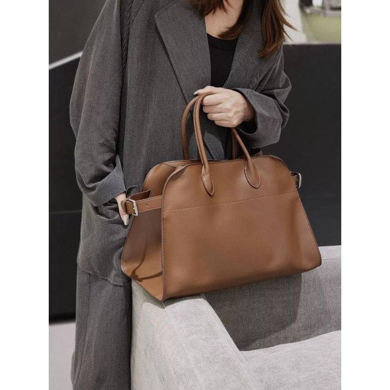 Neue Aktentasche aus Rindsleder mit großem Fassungsvermögen, tragbare Umhängetasche mit großem Fassungsvermögen, einfache und vielseitige lässige Damentasche braun von Joom DACH