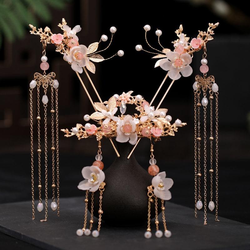 Neue Alte Chinesische Stil Frauen Mädchen Lange Quaste Schritt Schütteln Blume Haarnadeln Clips Haar Kämme Ohrring Schmuck Sets von Joom DACH