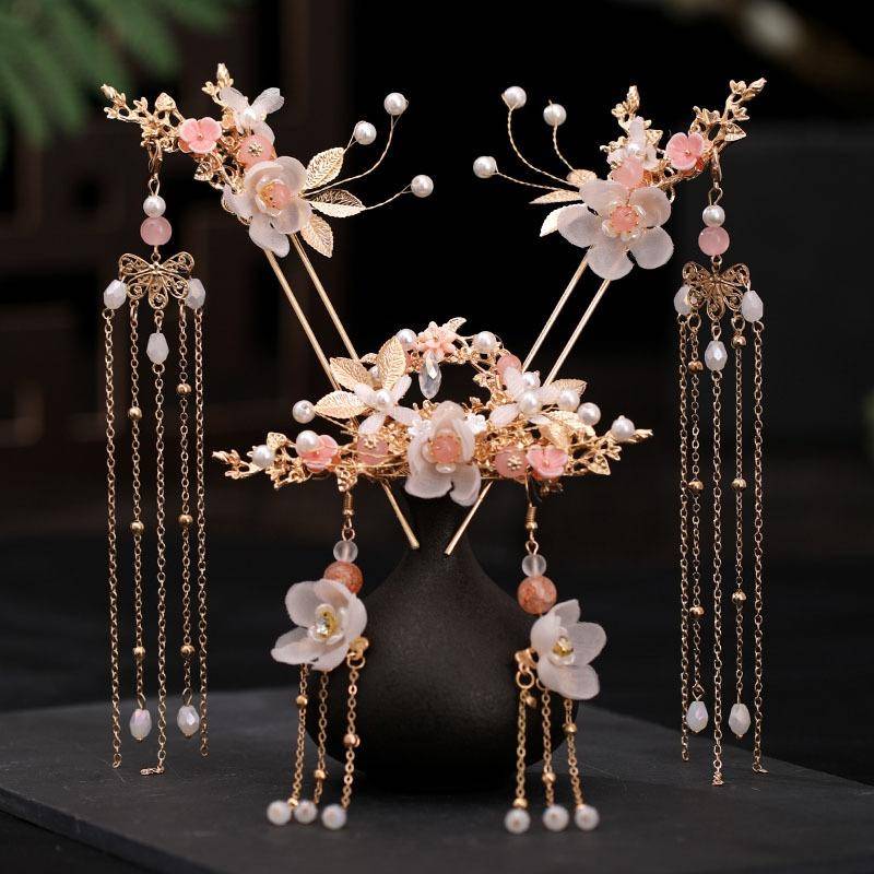 Neue Alte Chinesische Stil Frauen Mädchen Lange Quaste Schritt Schütteln Blume Haarnadeln Clips Haar Kämme Ohrring Schmuck Sets von Joom DACH