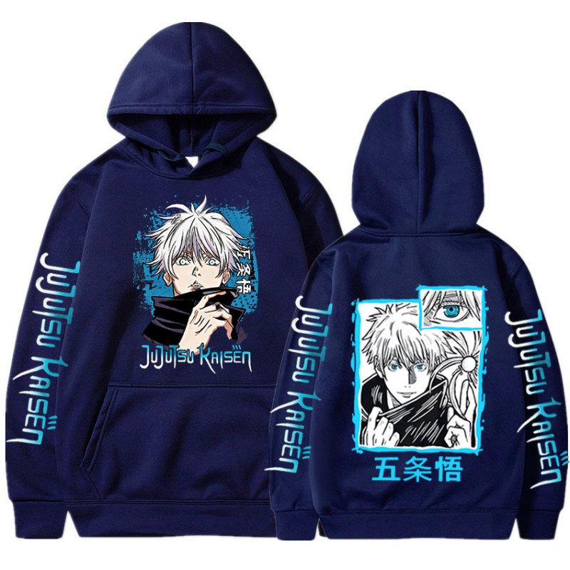 Neue Anime Jujutsu Kaisen Satoru Gojo Hoodie Übergroßen Herbst Winter Fleece Sweatshirt Männer Frauen Langarm Pullover L von Joom DACH