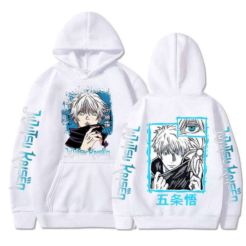 Neue Anime Jujutsu Kaisen Satoru Gojo Hoodie Übergroßen Herbst Winter Fleece Sweatshirt Männer Frauen Langarm Pullover L von Joom DACH