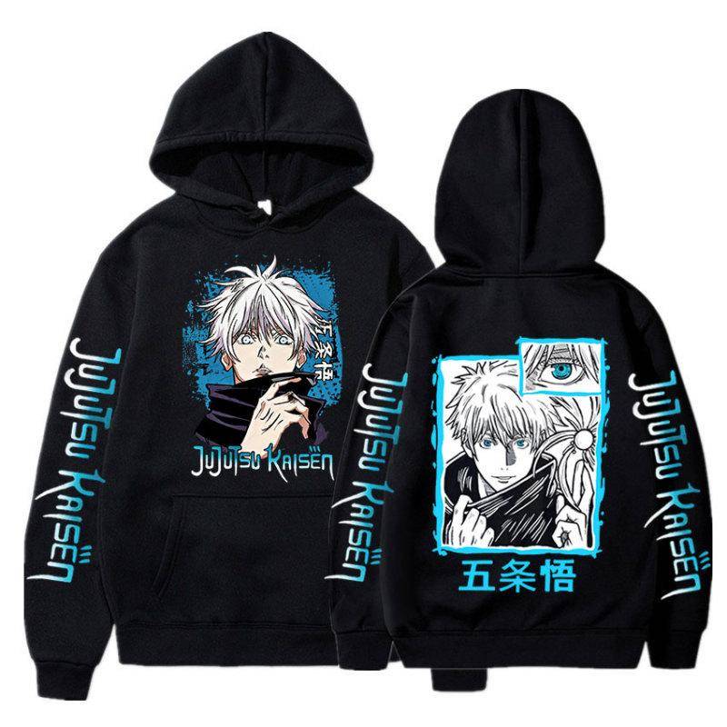 Neue Anime Jujutsu Kaisen Satoru Gojo Hoodie Übergroßen Herbst Winter Fleece Sweatshirt Männer Frauen Langarm Pullover XXL von Joom DACH