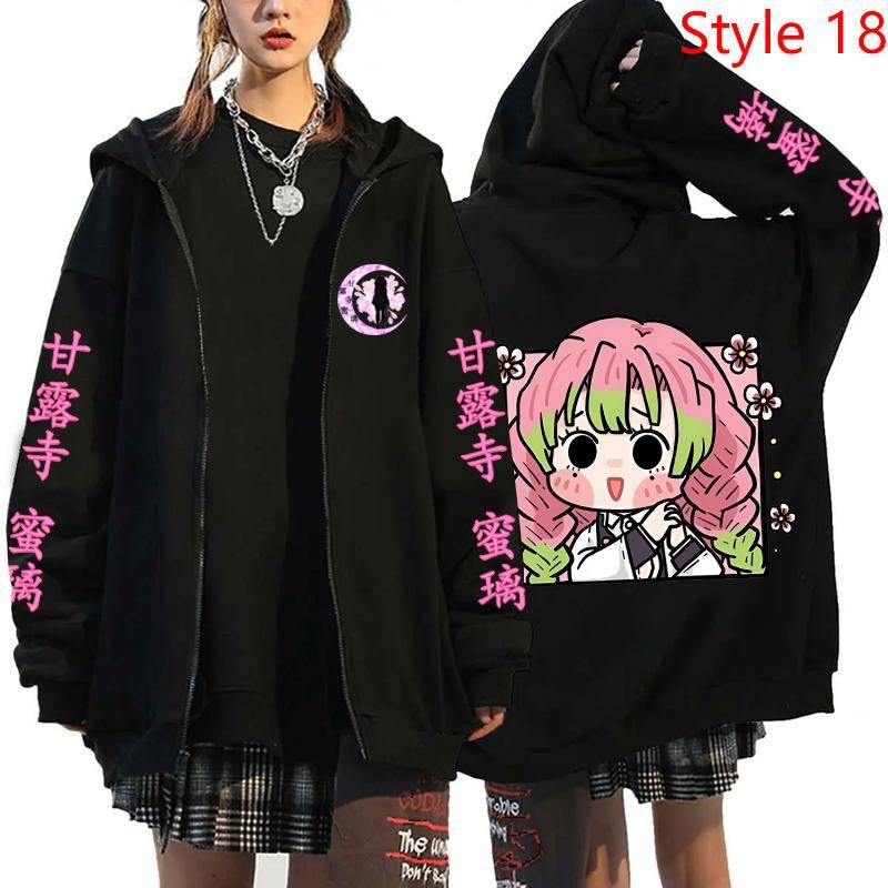 Neue Anime Kanroji Mitsuri Druck Hoodies Cartoon Zip Hoodies Damen Herren Mode Langarm Reißverschluss Pullover Harajuku Sweatshirt 5XL von Joom DACH