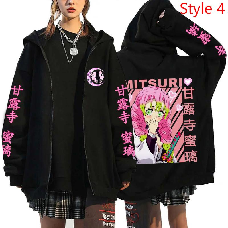 Neue Anime Kanroji Mitsuri Druck Hoodies Cartoon Zip Hoodies Damen Herren Mode Langarm Reißverschluss Pullover Harajuku Sweatshirt S von Joom DACH