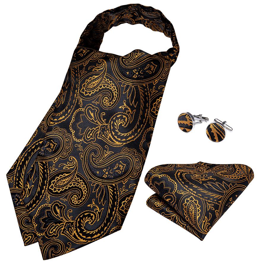 Neue Ascot-Krawatte für Herren, klassische Paisley-Krawatte, Seiden-Einstecktuch, Manschettenknopf-Krawatten-Set für Party AS-2011 von Joom DACH